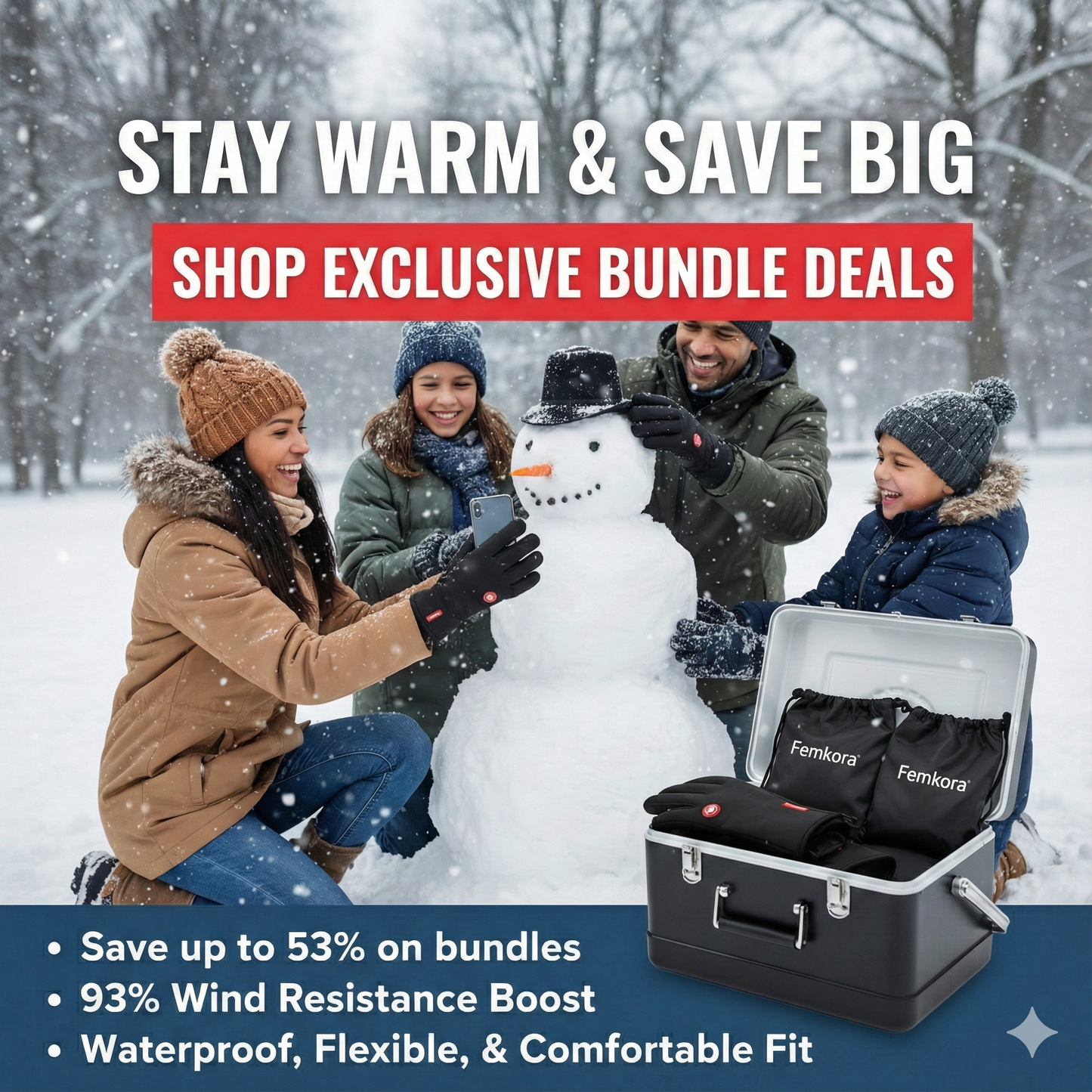 FemKora™ Thermal Gloves – Windproof, Water-Resistant & Touchscreen-Friendly